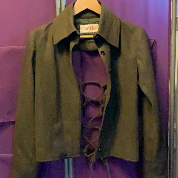 Japanese Designer Chiyuki, olive green,90% wool jacket with key-hole back - Picture 3 of 3